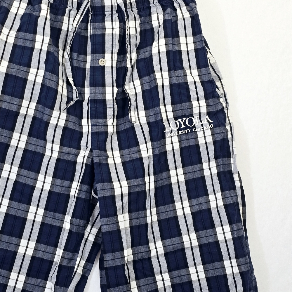 Loyola University Chicago Sleep Pants Blue Plaid Checker S Wide Leg Loungewear - Picture 3 of 8